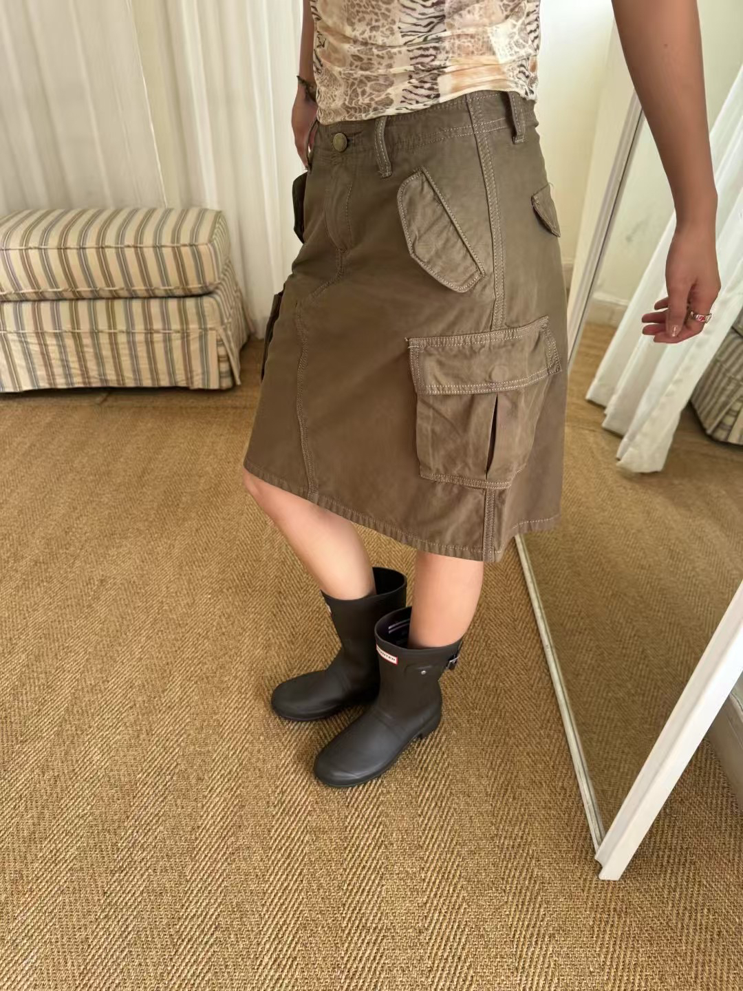 INchooseu复古牛仔工装裙显瘦