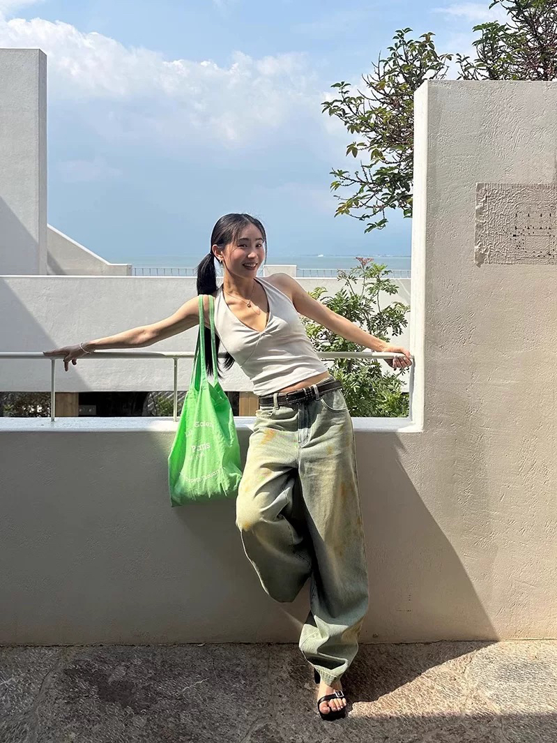 INchooseu修身显瘦挂脖上衣女