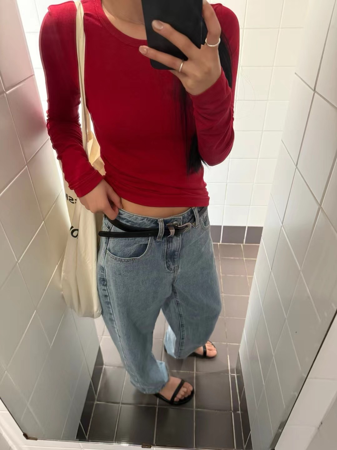 INchooseu笑笑家水洗牛仔裤女