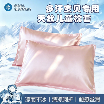 凉感天丝30x50儿童枕套夏季冰丝35x55宝宝25x40x60婴幼儿园枕头套