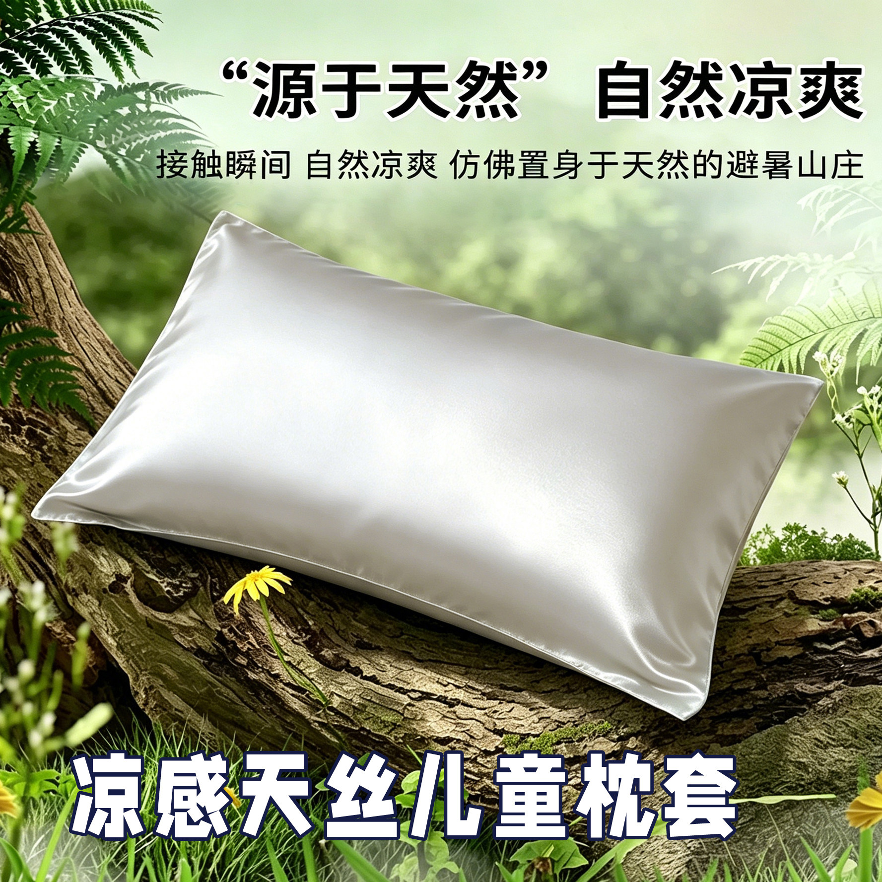 凉感天丝儿童枕套30x50夏季冰丝25x40x60宝宝35x55婴幼儿园枕头套图片