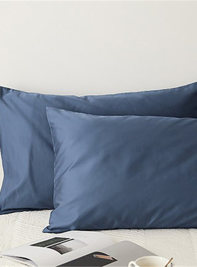 蓝色枕套48cmx74cm学生宿舍专用枕头套40x60纯棉一只装单个男新款