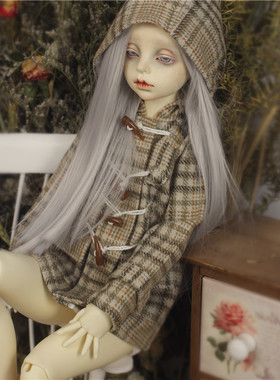 bjd娃娃牛角大衣1/3分1/4分日系蓝绿色外套SD13女复古棕色上衣