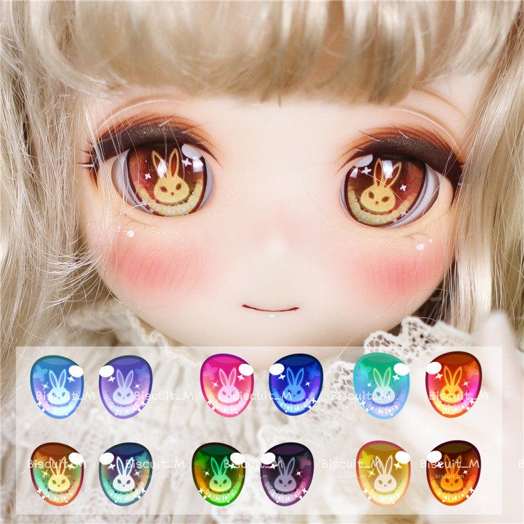 BJD娃娃14mm16mm兔兔魔术渐变眼珠22mm熊妹兔豆豆蓝紫色卡通眼睛