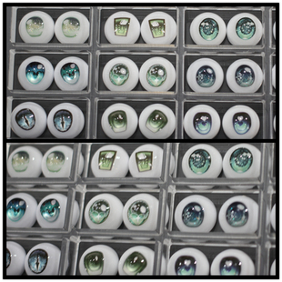 BJD树脂眼睛SD娃娃1/4分1/6分娃tinyfox渐变爱心蓝绿铃兰20mm眼珠