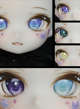 BJD娃娃眼珠16mm水贴眼MDD软妹猫咪卡通眼珠1/3分tinyfox仿真眼球