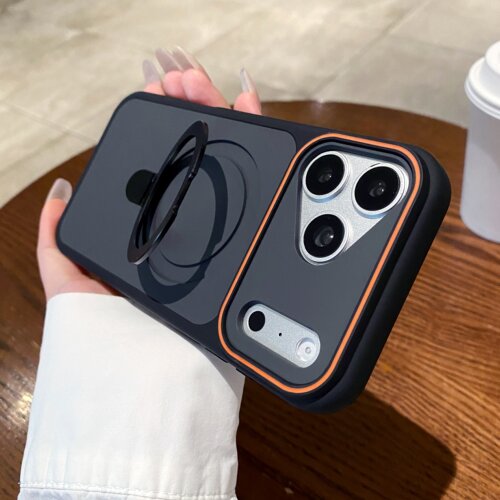 适用苹果17PRO肤感手机壳金属支架iPhone16pro双色魅影保护套