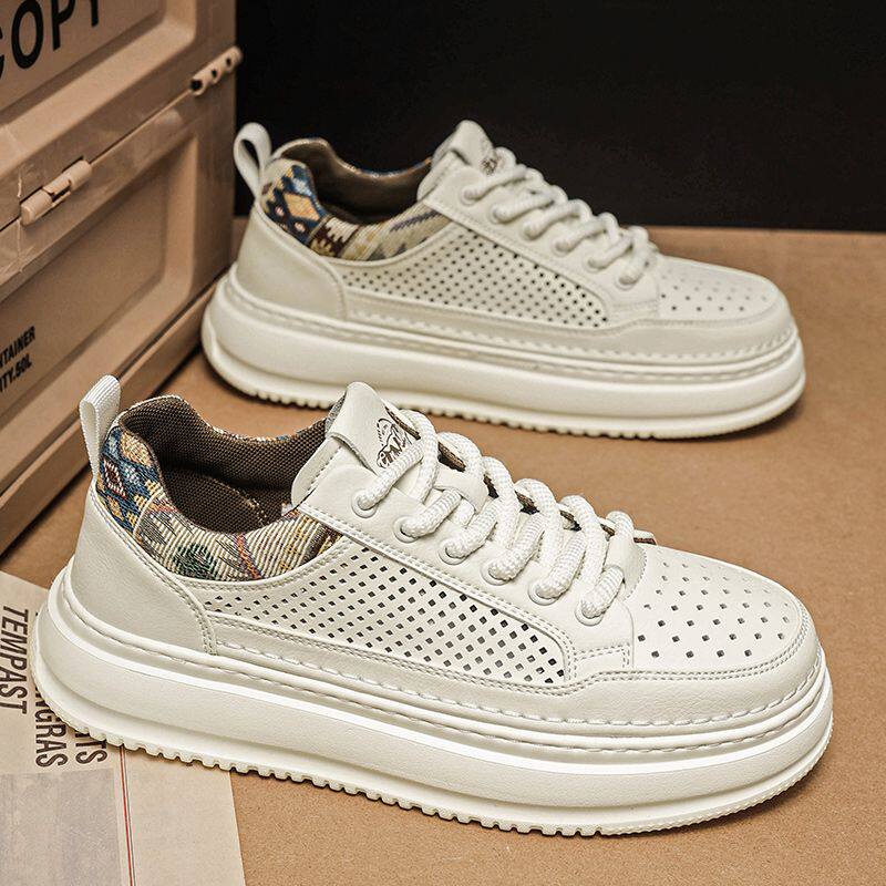 公牛世家男鞋夏季透气薄款轻便小白鞋子男士网眼镂空百搭休闲板鞋