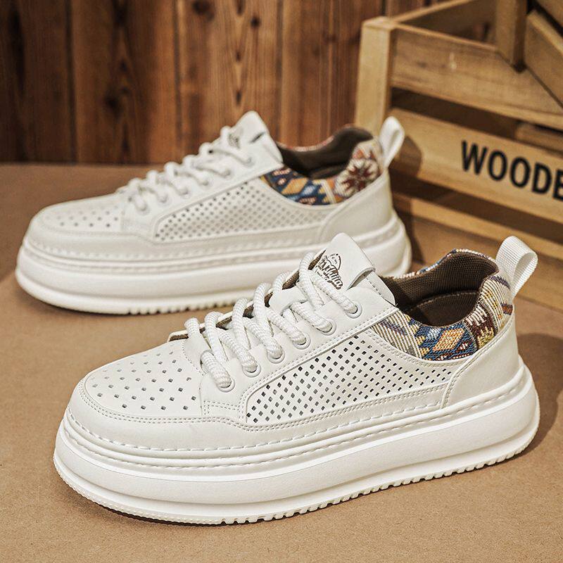 公牛世家男鞋夏季透气薄款轻便小白鞋子男士网眼镂空百搭休闲板鞋