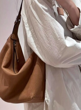 裘植系列真皮腋下经典hobo包百搭休闲单肩斜挎通勤包真皮饺子包女