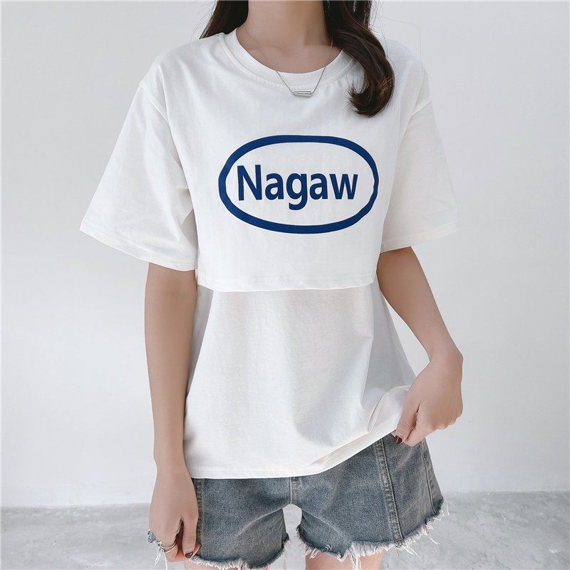 외출용 산후수유복 가을 상의 순면 라운드넥 수유 긴팔 티셔츠 봄여름 플립업 수유복