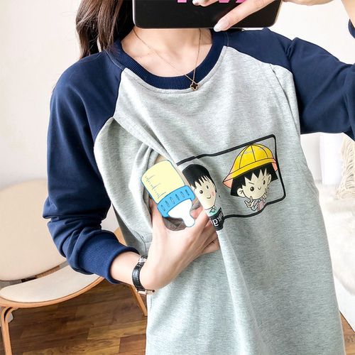 哺乳衣外出辣妈款秋装产后喂奶期衣服纯棉哺乳上衣春秋季外穿卫衣