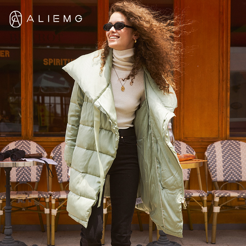 白鹅绒加厚中长款羽绒服