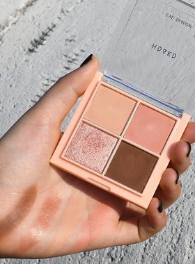 彩妆HDKD迷你四色眼影盘 大地色亮片闪粉学生ins平价眼影小盘6011