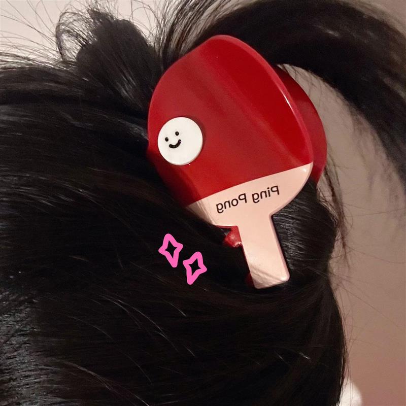 【门店同款】乒乓球拍抓夹鲨鱼夹发夹运动风发饰头饰发卡夹子可爱