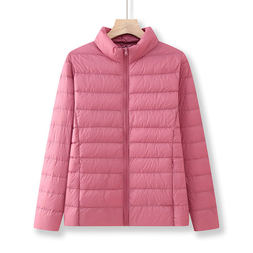 妈妈秋冬立领轻薄羽绒服外套