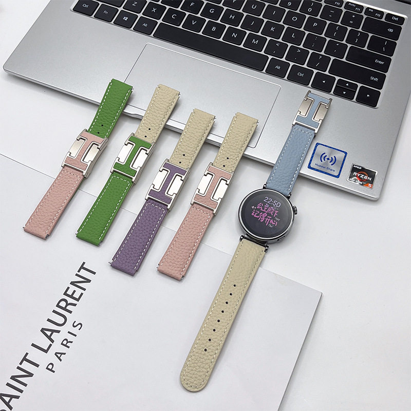 适用华为gt4/gt5/gt3/2表带真皮荔枝纹华为手表watch3pro荣耀通用