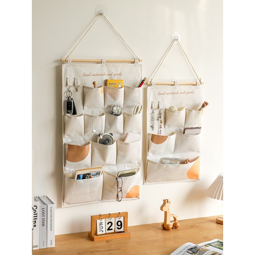 布艺收纳挂袋墙挂式床头门后宿舍墙上悬挂置物袋壁挂手机挂兜家用