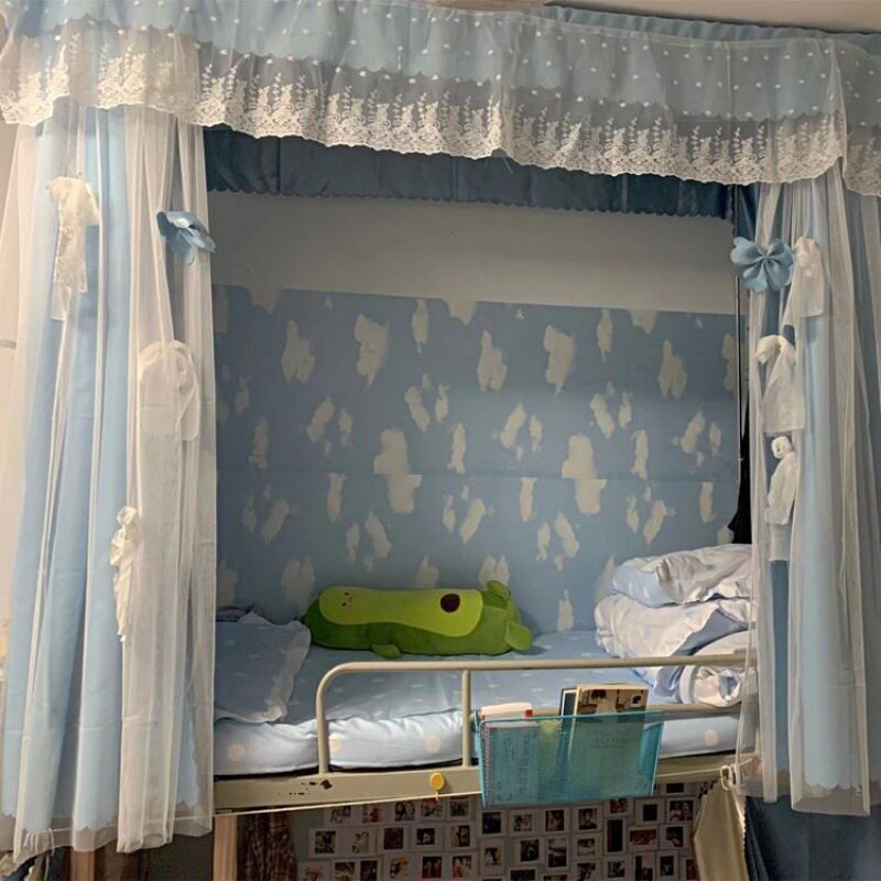 宿舍遮挡帘床帘上铺女生下铺男寝室强遮光学生蚊帐一体式u型支架