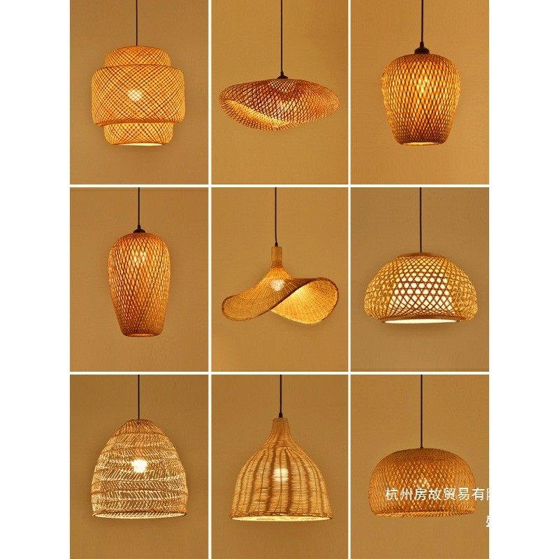 厂家直销竹编吊灯新中式灯饰藤编禅意茶室餐饮灯日式竹艺灯笼茶楼
