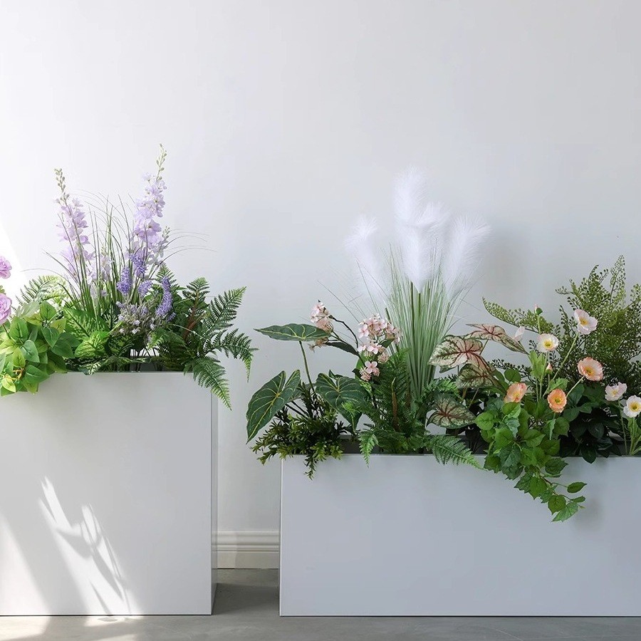 户外不锈钢花箱阳台种植箱广场商业街长方形花坛铁艺成品花槽