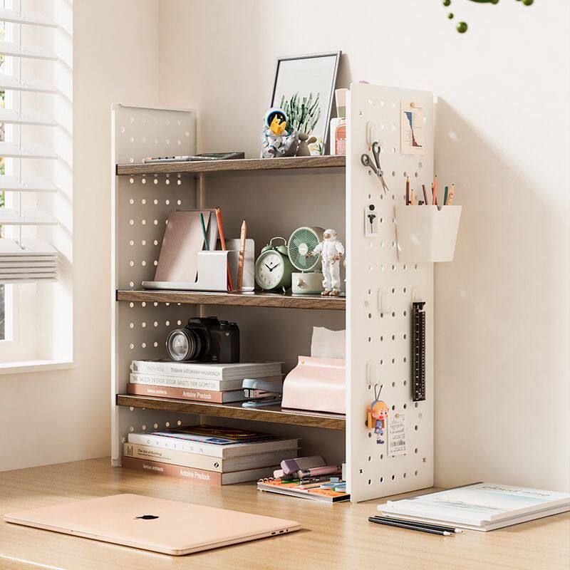 办公室桌面置物架洞洞板桌上书架办公室工位多层收纳架学生宿舍架