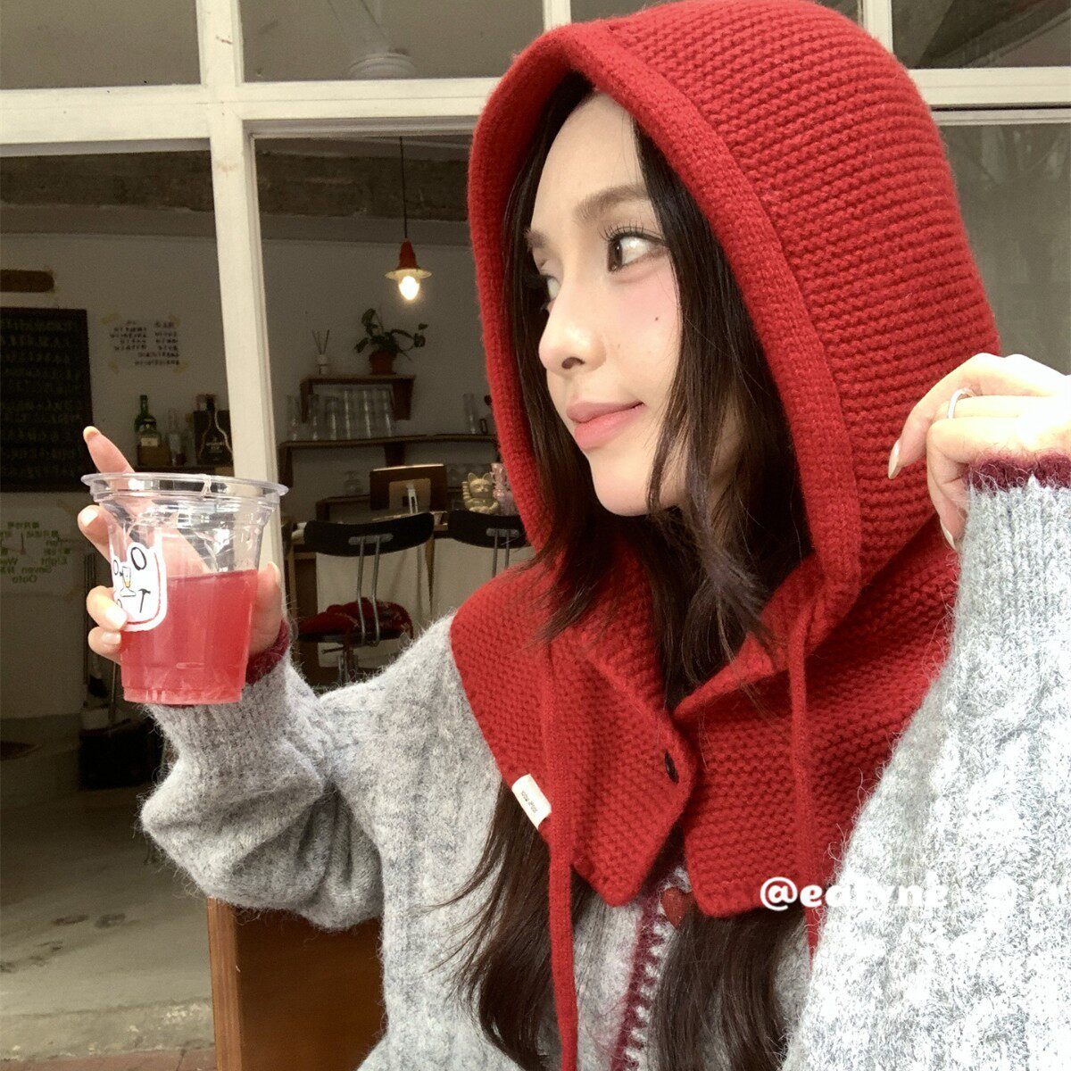 秋冬护耳加大护肩保暖100%羊毛秋冬显脸小巴拉克拉法帽女小红帽毛