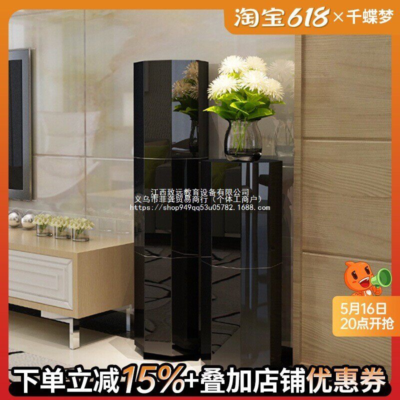 创意旋转鞋柜圆形圆柱楼梯收纳高立式客厅家用门口玄关带柜门鞋架