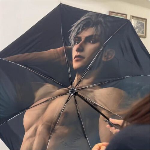 恋与深空秦彻黑胶伞三折黑胶伞秦彻自动黑胶伞手动晴雨两用秦彻