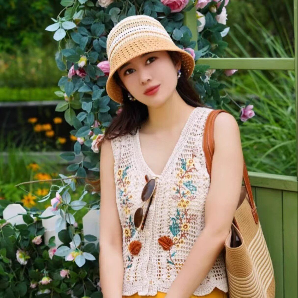 韩系时尚素颜撞色水桶帽女夏季网眼透气盆帽户外百搭显脸小渔夫帽
