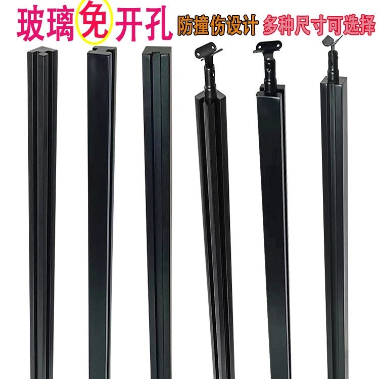 不锈钢方管内卡槽立柱玻璃楼梯扶手栏杆室内外围栏阳台免开孔立柱