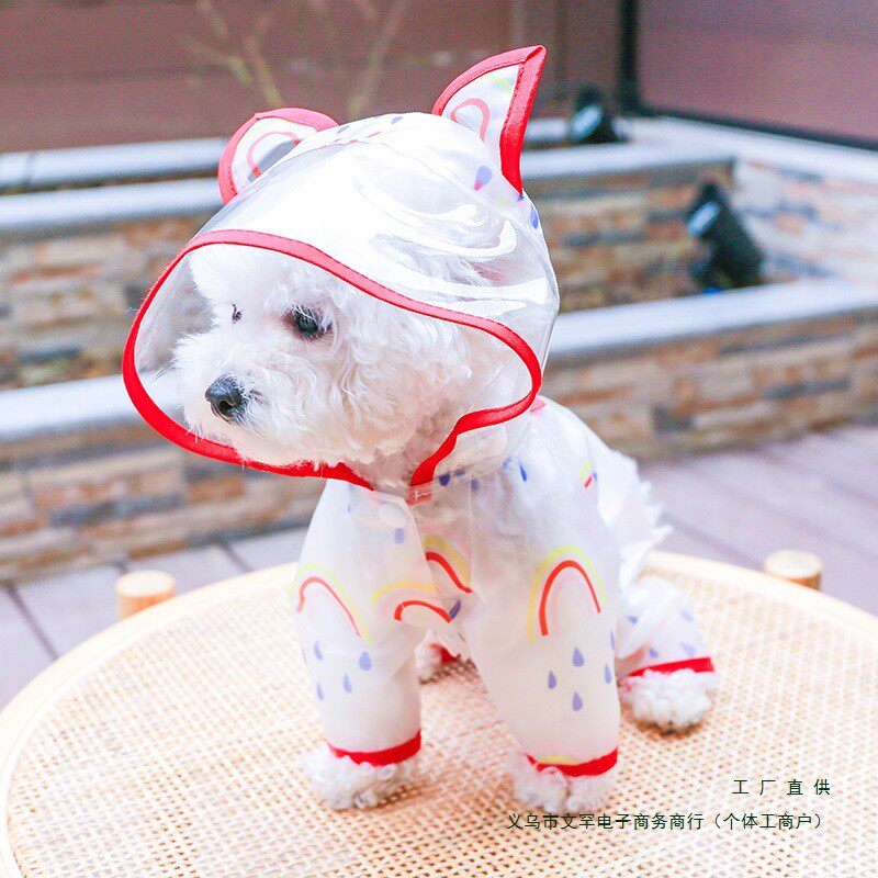 狗狗雨衣泰迪比熊博美防水雨披小型犬宠物雨天衣服四脚全包宠物用