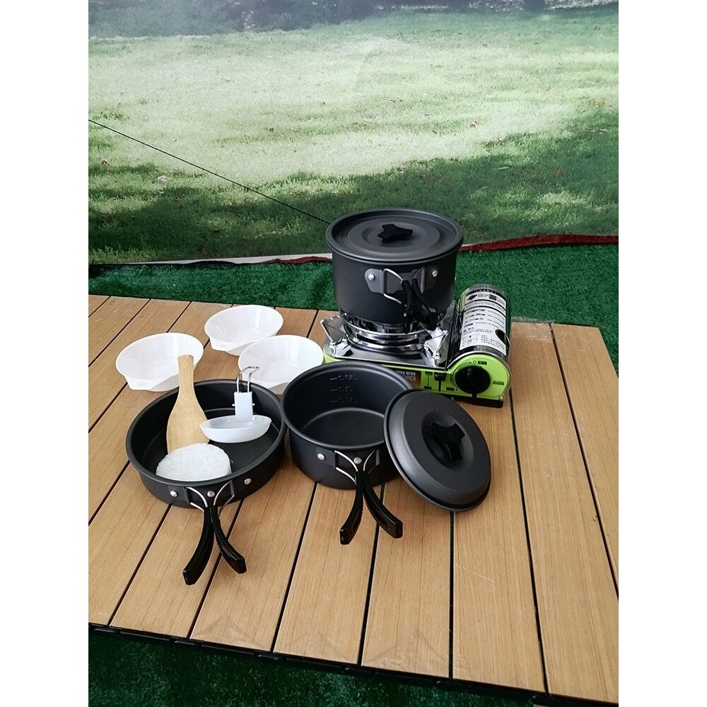 户外锅具便携露营炊具野外野营卡式炉套锅烧水壶野炊餐具装备用品