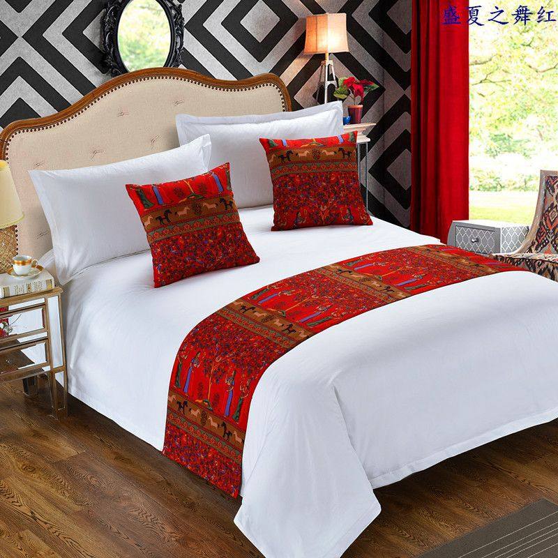 酒店宾馆床旗床尾巾宾馆简约中式床盖床尾垫抱枕套靠枕,床上用品,酒店床品套件,淘宝优惠券,粉丝福利购,淘宝优惠卷