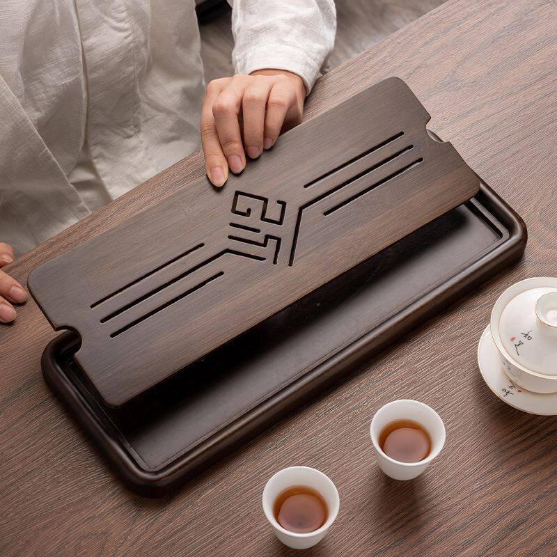 嘉和禅意小茶盘一人用储水式茶台竹制简约家用蓄水干泡托盘