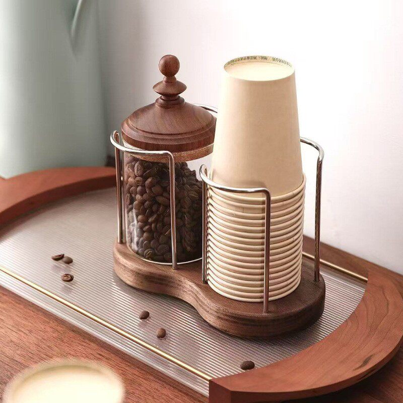 黑胡桃木纸杯架取杯架一次性杯子架杯子取杯器水杯纸杯收纳置物架