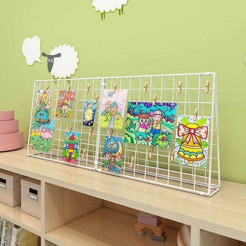 铁艺网片立式摆摊装饰挂架美工区网格架幼儿园作品展示架桌面照片