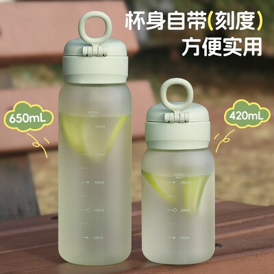 吸管水杯女高颜值便携儿童学生上学夏耐高温孕妇产妇刻度杯子