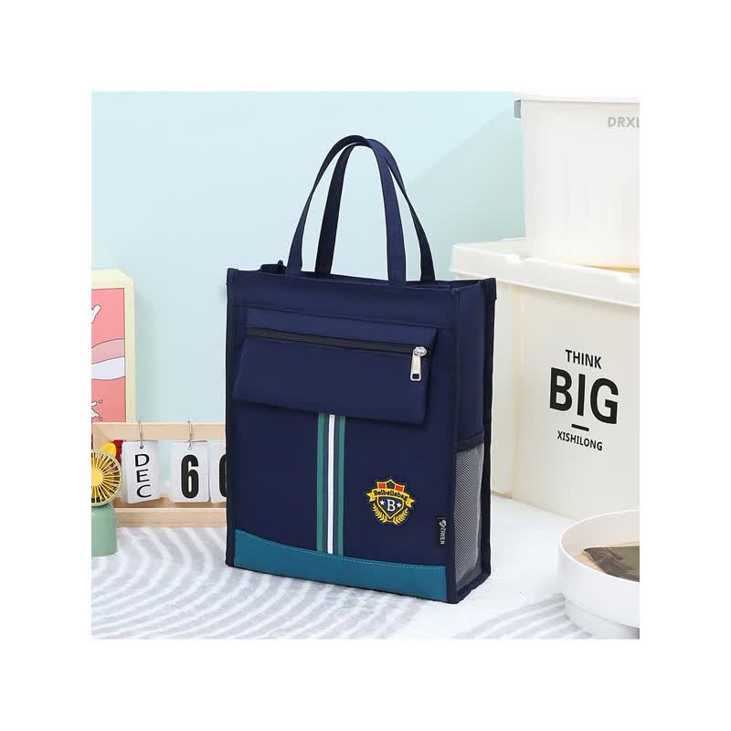 新款英伦手提袋小学生拎书袋男女孩补习袋韩版儿童防水轻便手提袋