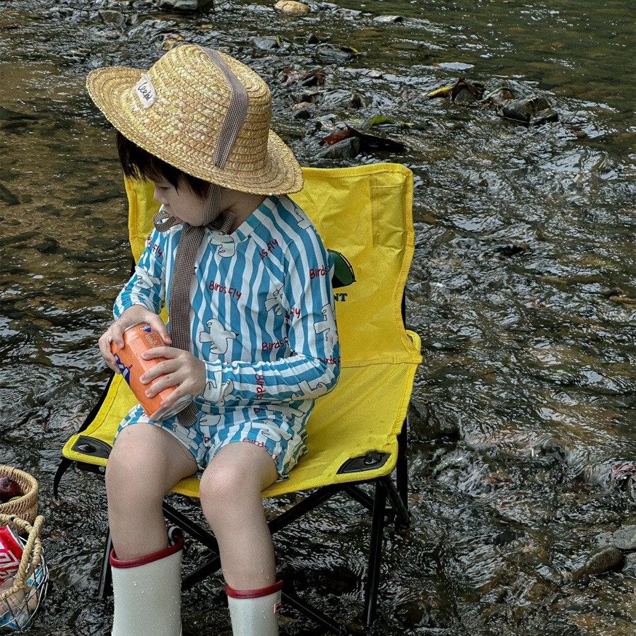 韩国儿童分体泳衣套装夏季男女童长袖防晒游泳衣速干小童沙滩泳装