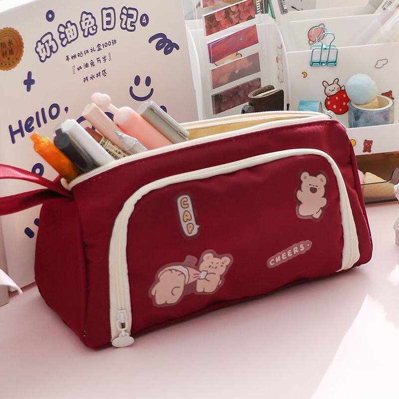 简约纯色笔袋大容量小黑色少女男防水清新心日系女生热卖透明笔盒