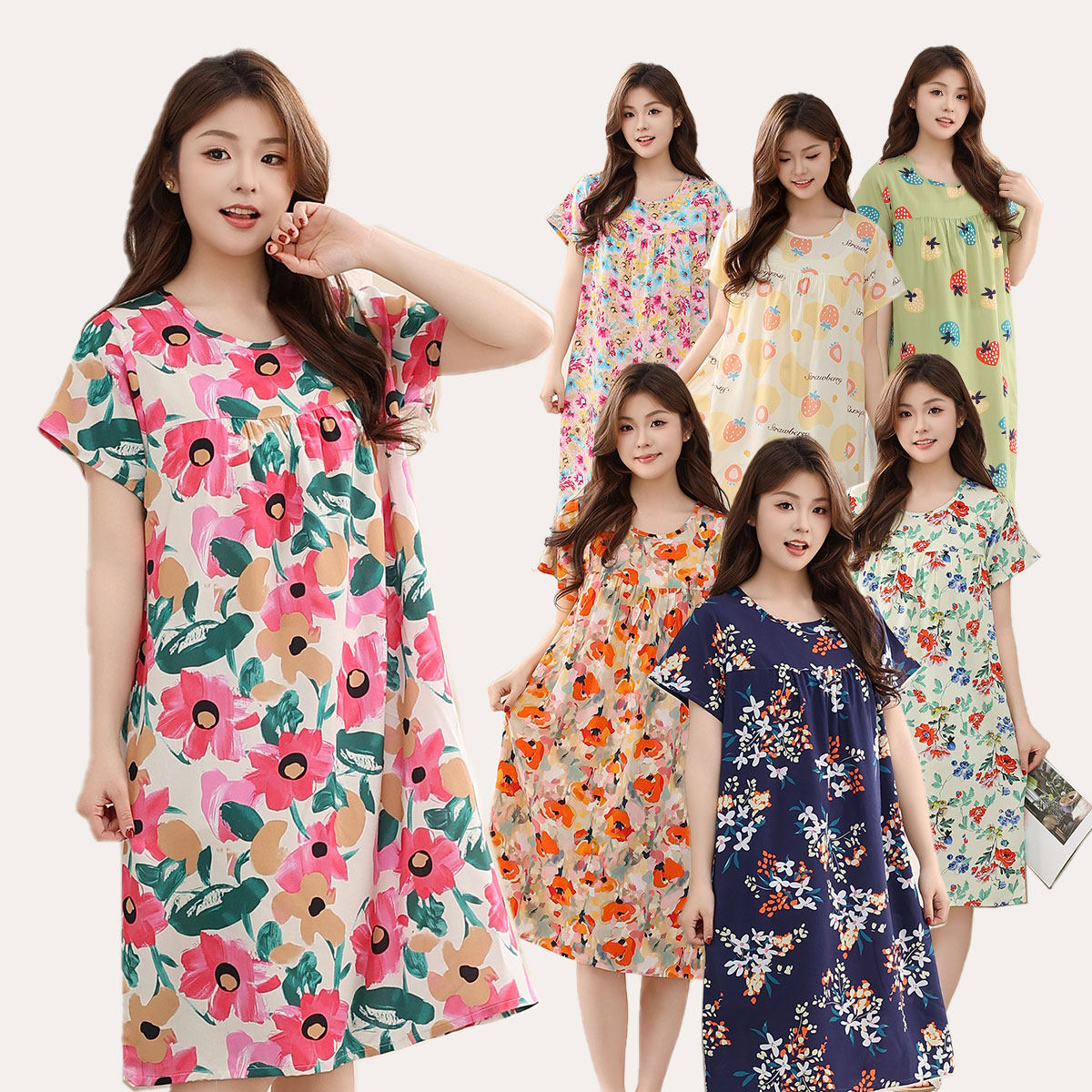 棉绸睡裙夏季薄款宽松舒适居家服图片