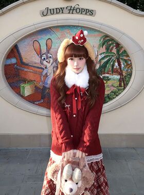 韩系针织红色上衣半身裙两件套冬季新款气质减龄保暖套装甜美百搭