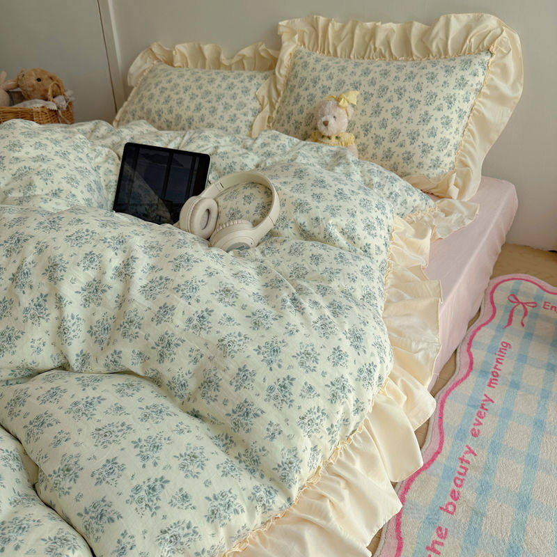 韩式风小碎花水洗棉床上用品四件套少女心床单被套宿舍床笠三件套,床上用品,床品套件/四件套/多件套,淘宝优惠券,粉丝福利购,淘宝优惠卷