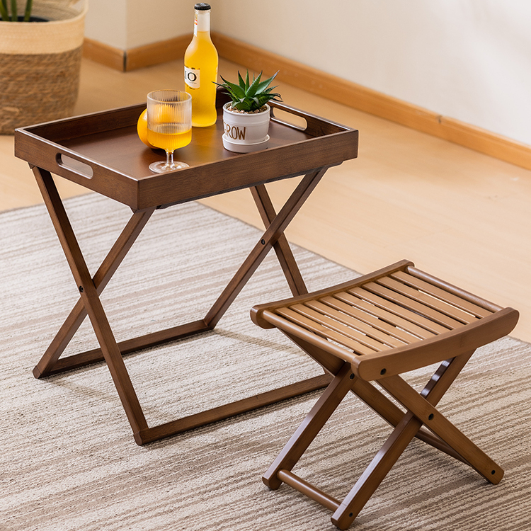 折叠小茶几小桌子户外露营迷你竹实木阳台庭院可携式沙发托 托盘