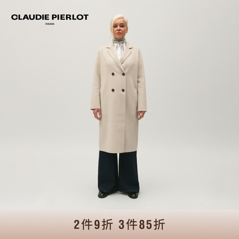 CP女装米色毛呢大衣外套