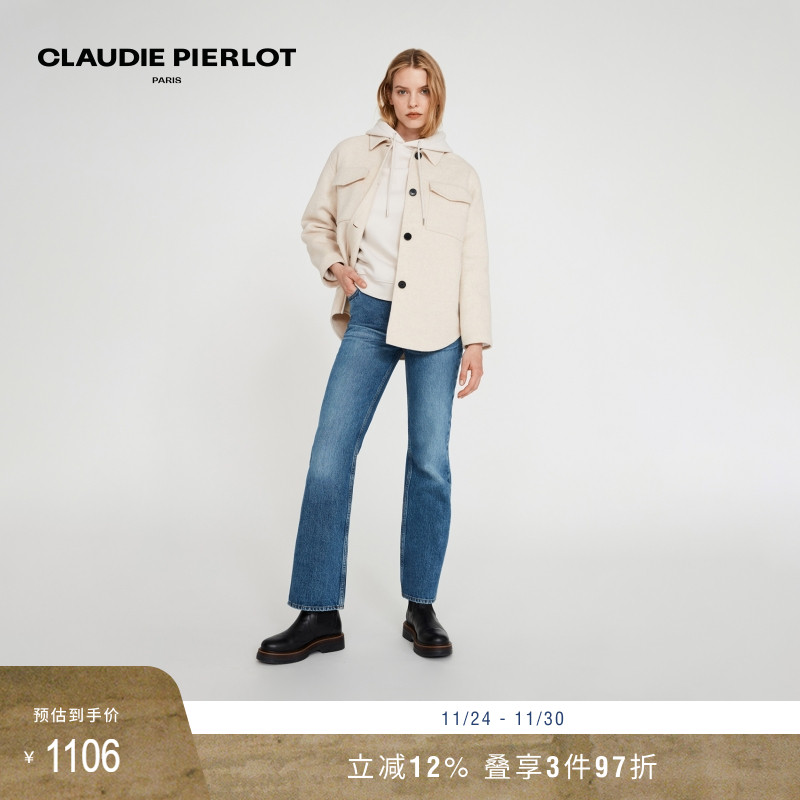 CP法式气质白色毛呢外套