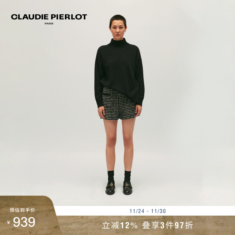 CP女装黑色慵懒羊绒针织衫