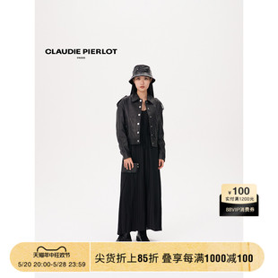 Outlet女装 黑色短款 PIERLOT CLAUDIE 皮衣外套CFPBL00251