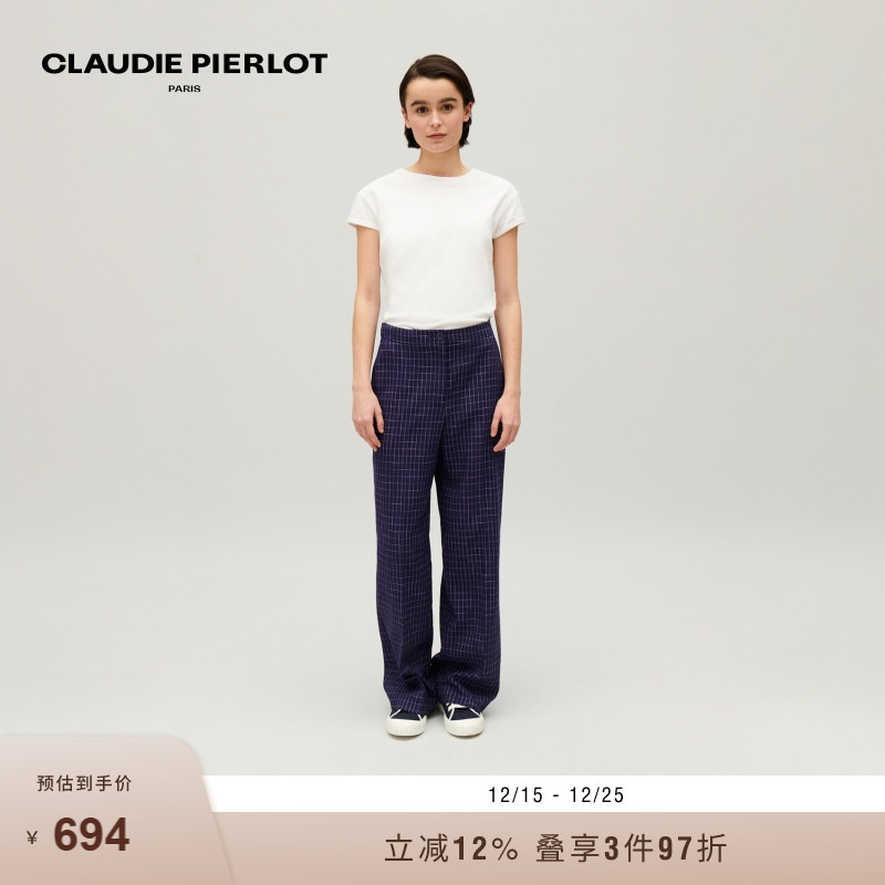 CLAUDIEPIERLOT格纹直筒裤长裤